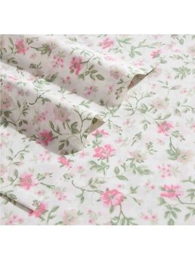 Laura Ashley ~ Twin ~ Bonnie Pink 3 Pc Sheet Set ~ 100% Cotton Percale